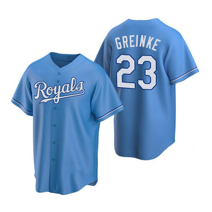 Kansas City Royals #23 Zack Greinke Light Blue MIKSHPS Cool Base Stitched Jersey