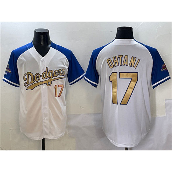 Los Angeles Dodgers #17 Shohei Ohtani White Royal Gold MIKSHPS 2024 World Series Champions Vapor Limited Stitched Jersey