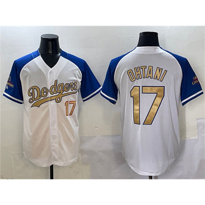 Los Angeles Dodgers #17 Shohei Ohtani White Royal Gold MIKSHPS 2024 World Series Champions Vapor Limited Stitched Jersey