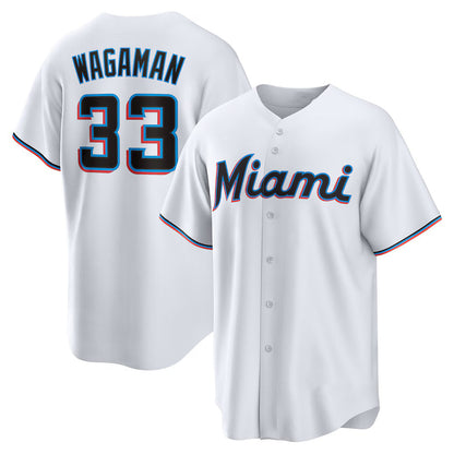 Miami Marlins #33 Eric Wagaman White MIKSHPS Home Replica Jersey