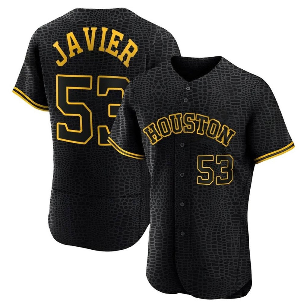 Houston Astros #53 Cristian Javier Player Black MIKSHPS Snake Skin City Limited Elite Home Stitched Jerseys