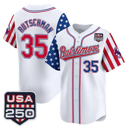 Baltimore Orioles #35 Adley Rutschman Player White MIKSHPS USA 250 Independence Day Vapor Premier Limited Home Game Stitched Jerseys