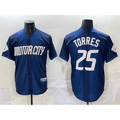 Detroit Tigers #25 Gleyber Torres Navy MIKSHPS City Connect Cool Base Limited Stitched Jersey