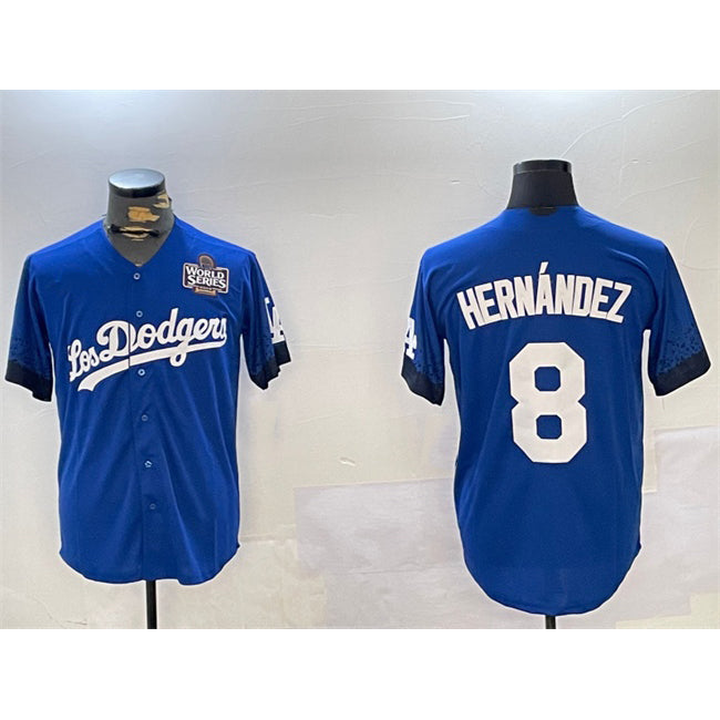 Los Angeles Dodgers #8 Enrique Hernandez Royal MIKSHPS 2024 World Series City Connect Cool Base Stitched Jersey