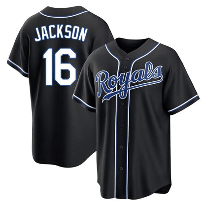 Kansas City Royals #16 Bo Jackson Player Black MIKSHPS Carbon Fashion Home Game Stitched Jerseys