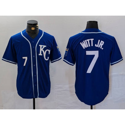 Kansas City Royals #7 Bobby Witt Jr Number Royal MIKSHPS Cool Base Stitched Jersey