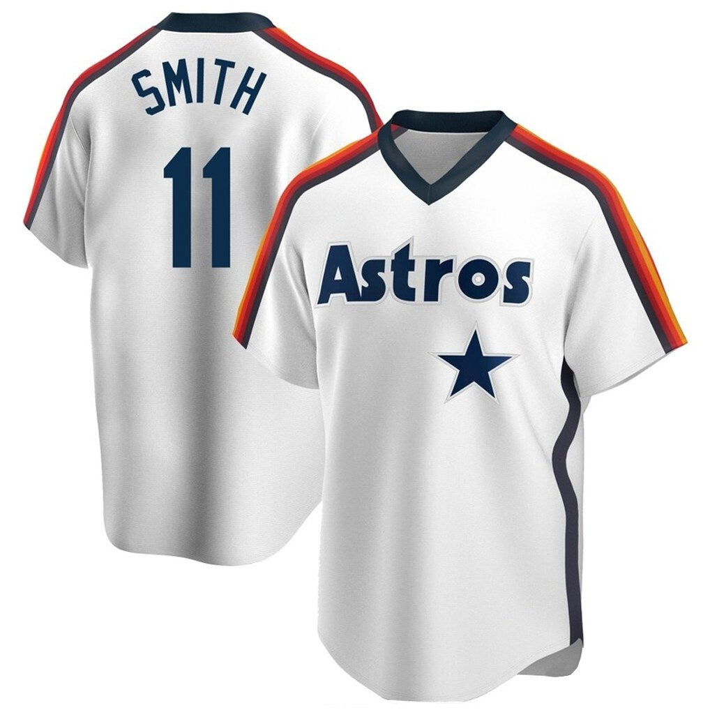Houston Astros #11 Cam Smith Player White MIKSHPS Cooperstown Collection T-shirt Stitched Jerseys