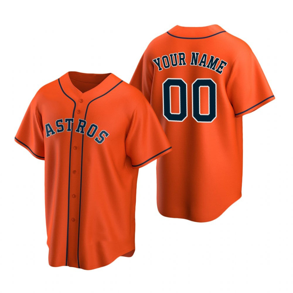 Custom Houston Astros Orange MIKSHPS Stitched Cool Base Jersey