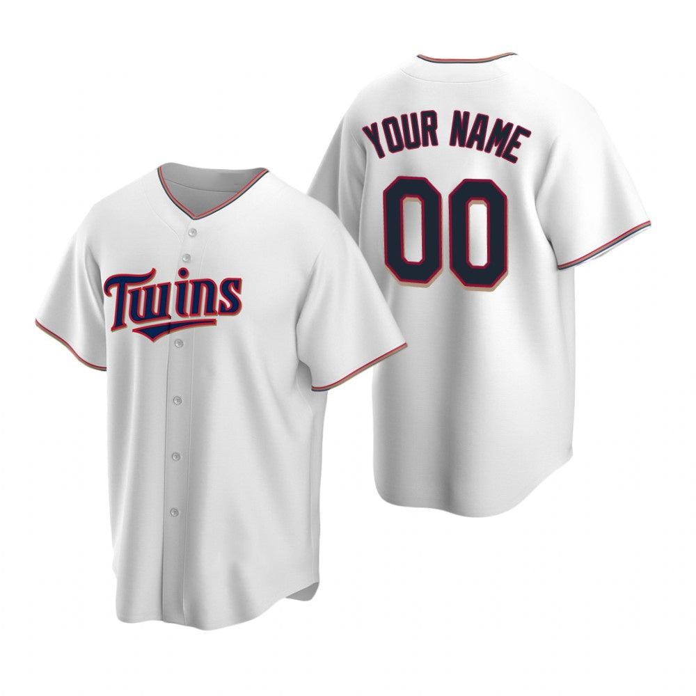 Custom Minnesota Twins White MIKSHPS Stitched Cool Base Home Jersey