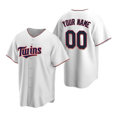 Custom Minnesota Twins White MIKSHPS Stitched Cool Base Home Jersey