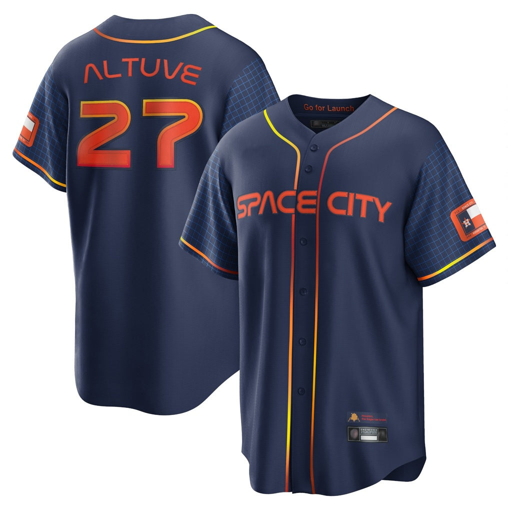 Houston Astros #27 Jose Altuve Player Navy MIKSHPS City Connect Home Game Stitched Jerseys