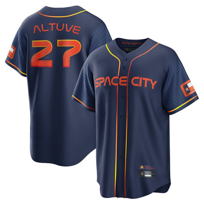 Houston Astros #27 Jose Altuve Player Navy MIKSHPS City Connect Home Game Stitched Jerseys