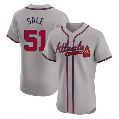 Atlanta Braves #51 Chris Sale Player Gray MIKSHPS Limited Elite Home Game Stitched Jerseys