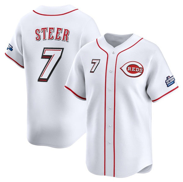 Cincinnati Reds #7 Spencer Steer White MIKSHPS 2025 Speedway Classic Home Limited Stitched Jersey
