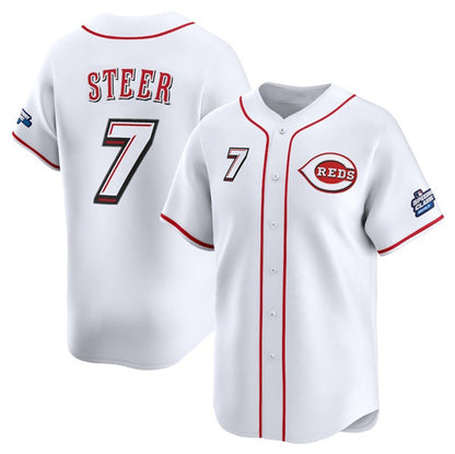 Cincinnati Reds #7 Spencer Steer White MIKSHPS 2025 Speedway Classic Home Limited Stitched Jersey