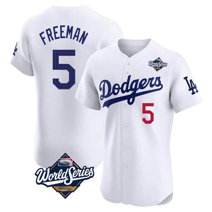 Los Angeles Dodgers #5 Freddie Freeman Player White MIKSHPS World Series Limited Elite Home Stitched Jerseys