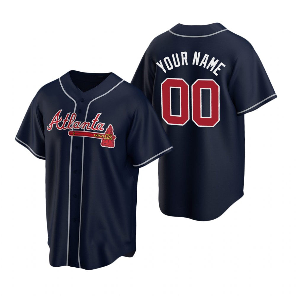Custom Atlanta Braves Navy MIKSHPS 2020 Stitched Cool Base Jersey