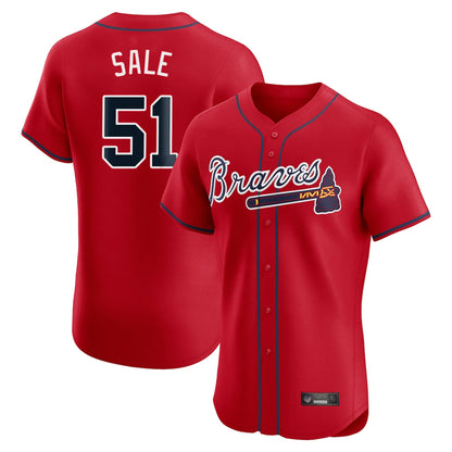 Atlanta Braves #51 Chris Sale Player Red MIKSHPS Limited Elite Home Game Stitched Jerseys