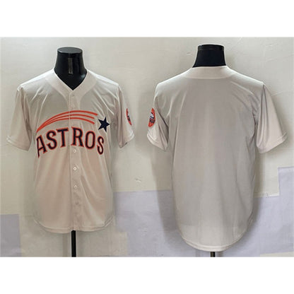 Houston Astros Blank Cream MIKSHPS Throwback Cooperstown Collection Limited Stitched Jersey