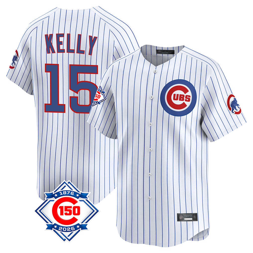 Chicago Cubs #15 Carson Kelly Player White MIKSHPS 150th Anniversary Limited Home Game Stitched Jerseys