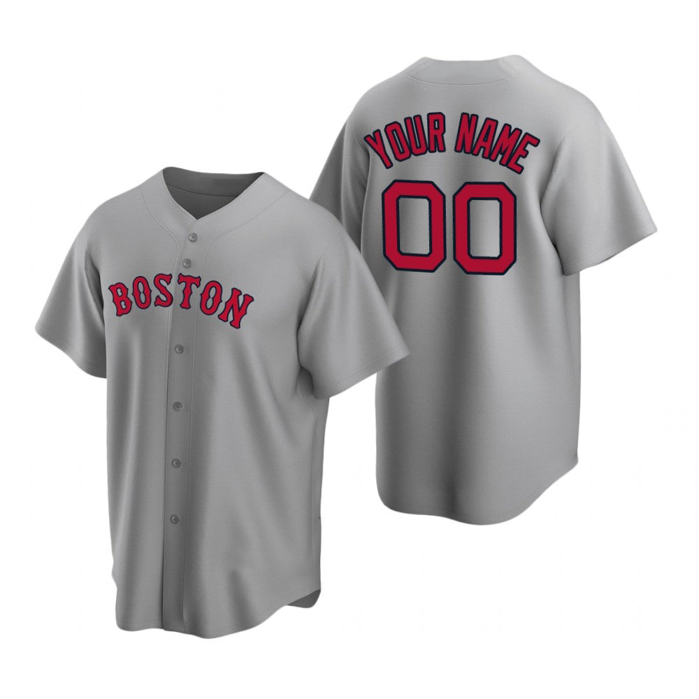 Custom Boston Red Sox Gray MIKSHPS Stitched Cool Base Road Jersey