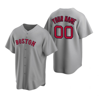 Custom Boston Red Sox Gray MIKSHPS Stitched Cool Base Road Jersey