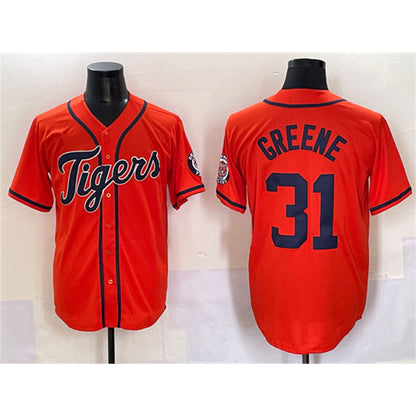 Detroit Tigers #31 Riley Greene Orange MIKSHPS With Patch Cool Base Stitched Jersey