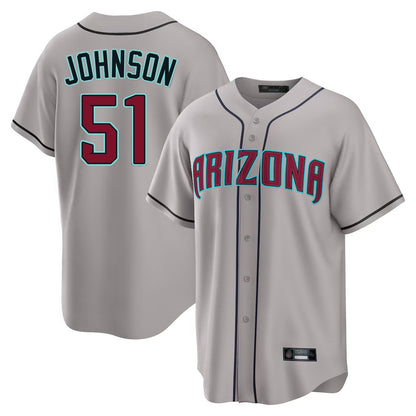 Arizona Diamondbacks #51 Randy Johnson Player Gray MIKSHPS Road Home Game Stitched Jerseys