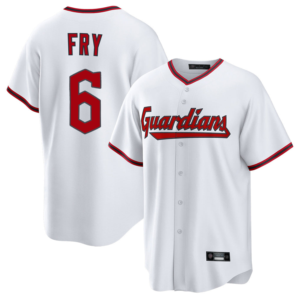 Cleveland Guardians #6 David Fry Player White MIKSHPS Game Home Stitched Jerseys