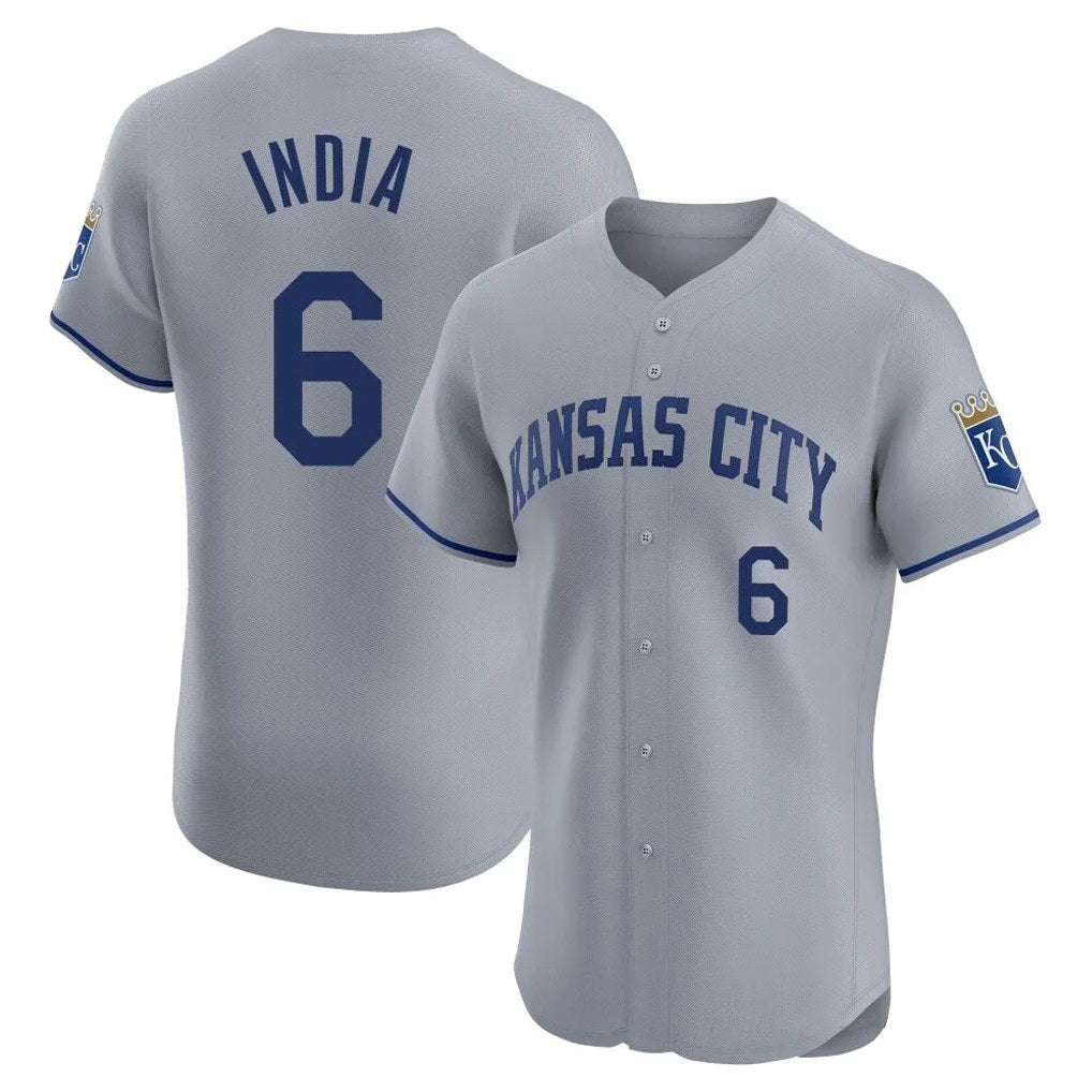 Kansas City Royals #6 Jonathan India Player Gray MIKSHPS Limited Elite Home Stitched Jerseys