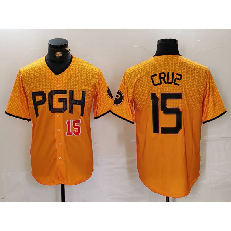Pittsburgh Pirates #15 Oneil Cruz Yellow MIKSHPS 2023 City Connect Stitched Jerseys