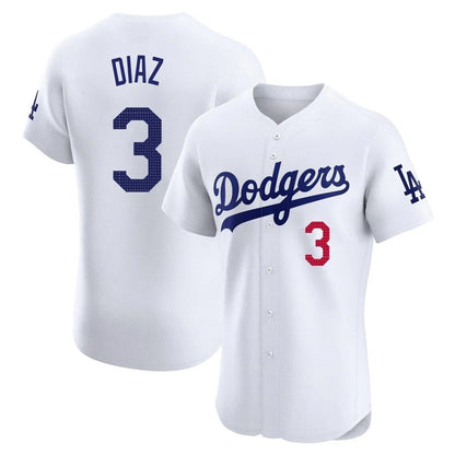 Los Angeles Dodgers #3 Edwin D¨ªaz Player White MIKSHPS Limited Elite Home Stitched Jerseys