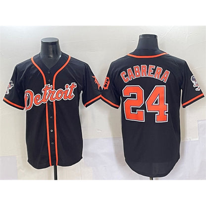 Detroit Tigers #24 Miguel Cabrera Black MIKSHPS With Patch Cool Base Stitched Jersey