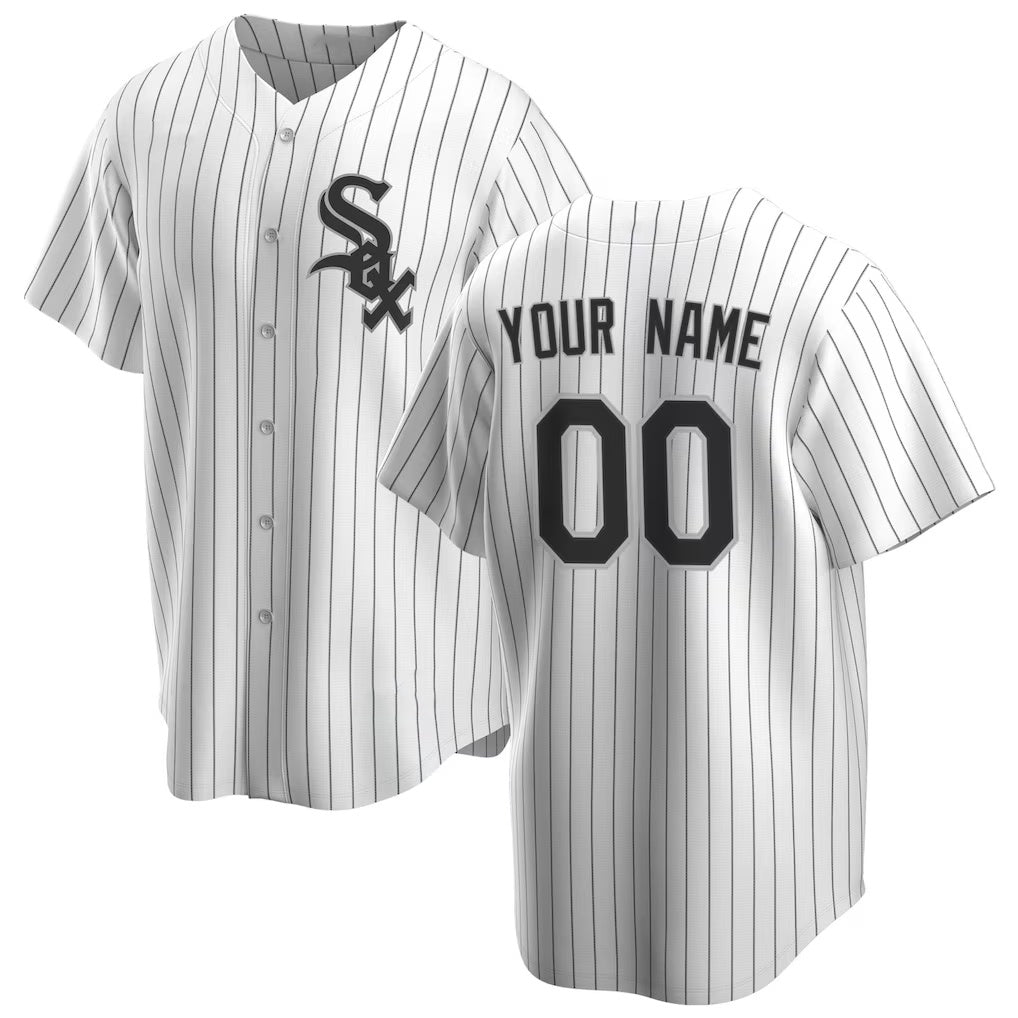 Custom Chicago White Sox White MIKSHPS Home Replica Jersey