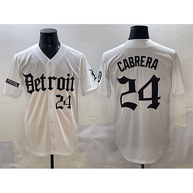 Detroit Tigers #24 Miguel Cabrera White MIKSHPS 'Motor Gothic Edition' Vapor Premier Limited Stitched Jersey