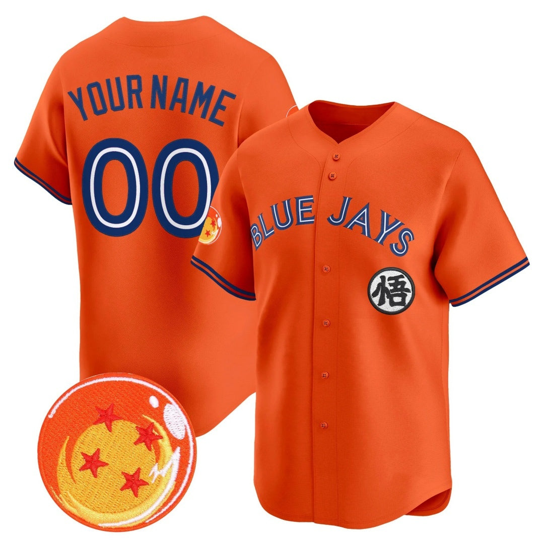 Custom Toronto Blue Jays x Dragon Ball Orange MIKSHPS Vapor Premier Limited Jersey - All Stitched