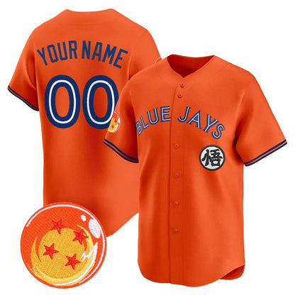 Custom Toronto Blue Jays x Dragon Ball Orange MIKSHPS Vapor Premier Limited Jersey - All Stitched