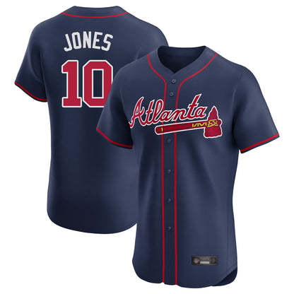 Atlanta Braves #10 Chipper Jones Player Navy MIKSHPS Limited Elite Home Game Stitched Jerseys