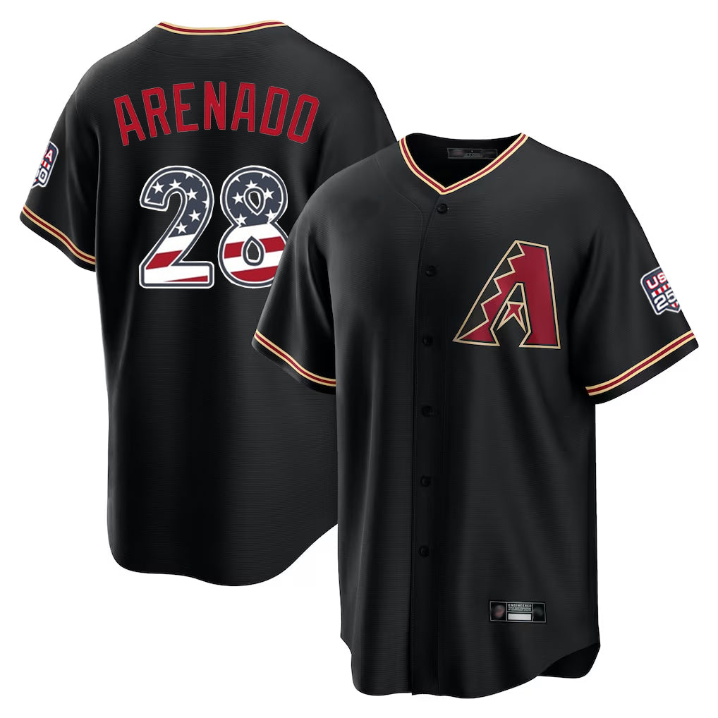 Arizona Diamondbacks #28 Nolan Arenado Player Black MIKSHPS USA 250 Fourth of July Game Home Stitched Jerseys