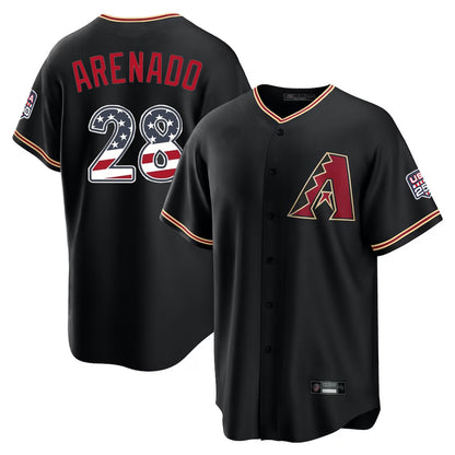 Arizona Diamondbacks #28 Nolan Arenado Player Black MIKSHPS USA 250 Fourth of July Game Home Stitched Jerseys