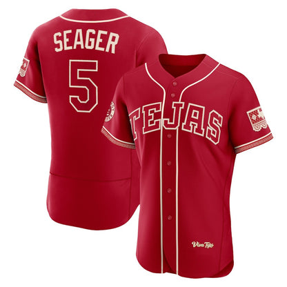 Texas Rangers #5 Corey Seager Red MIKSHPS 2026 City Connect Authentic Sponsor Patch Jersey