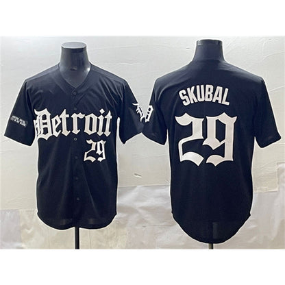 Detroit Tigers #29 Tarik Skubal Black MIKSHPS 'Motor Gothic Edition' Vapor Premier Limited Stitched Jersey