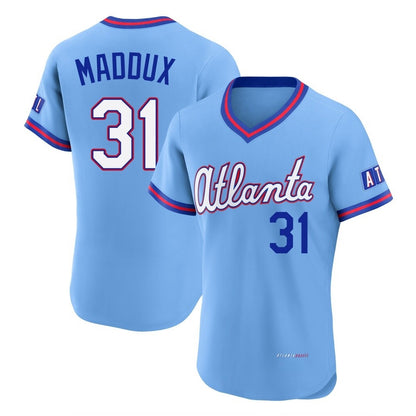 Atlanta Braves #31 Greg Maddux Player Powder Blue MIKSHPS 2026 City Connect T-shirt Limited Elite Home Game Stitched Jerseys