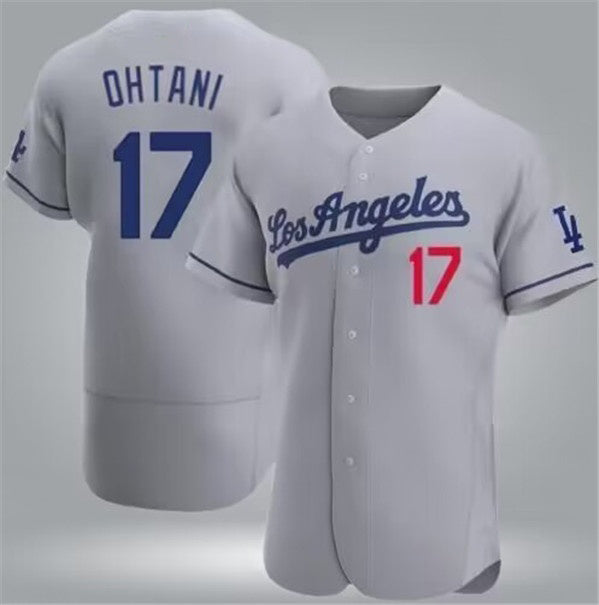 Los Angeles Dodgers #17 Shohei Ohtani Gray MIKSHPS Flex Base Stitched Jersey