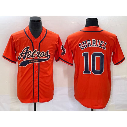 Houston Astros #10 Yuli Gurriel Orange MIKSHPS With Patch Cool Base Stitched Jersey