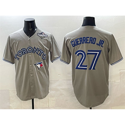Toronto Blue Jays #27 Vladimir Guerrero Jr. Gray MIKSHPS 2025 World Series Cool Base Stitched Jersey