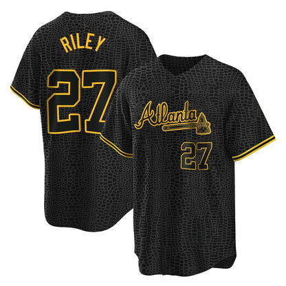 Atlanta Braves #27 Austin Riley Player Black MIKSHPS Snake Skin City Home Game Stitched Jerseys