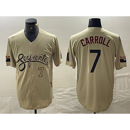 Arizona Diamondbacks #7 Corbin Carroll Number 2021 Gold MIKSHPS City Connect Cool Base Stitched Jersey 2