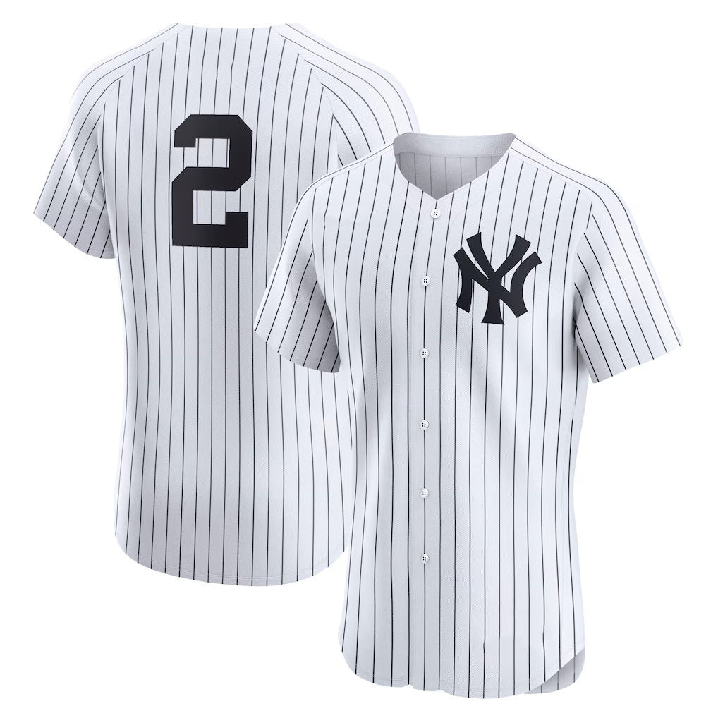 New York Yankees #2 Derek Jeter White MIKSHPS Home Elite Player Jersey