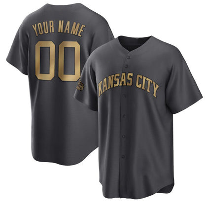 Custom Kansas City Royals Active Player Charcoal MIKSHPS 2022 All-Star Cool Base Stitched Jersey
